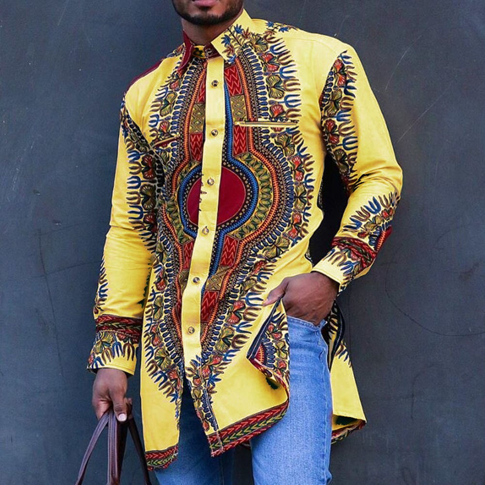 Autumn and Spring Fashion Style African Men Printing Polyester Shirts - Bekro's ART