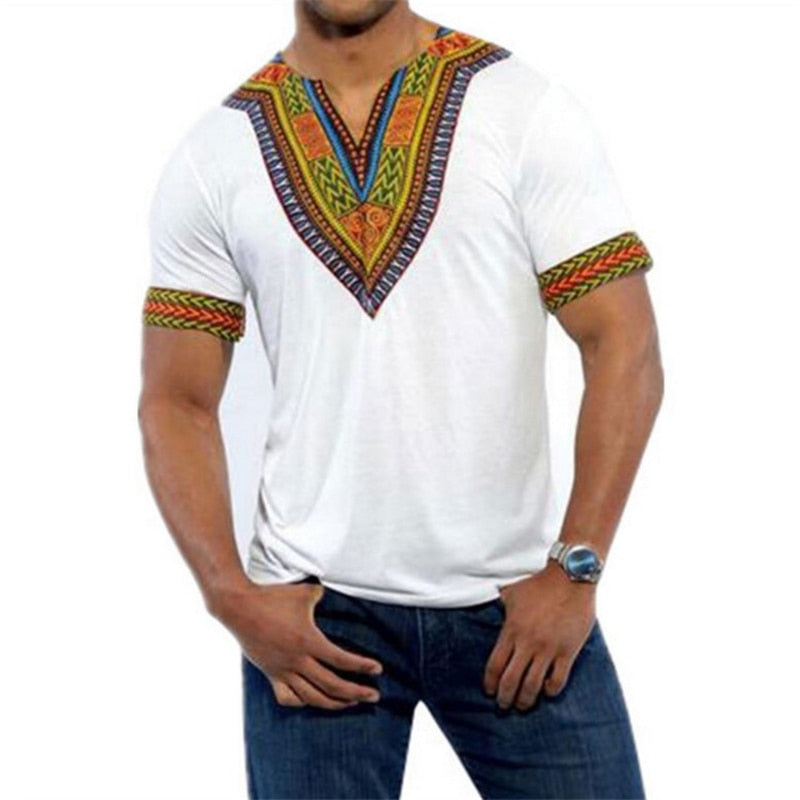 6Color 2022 Fashion Summer Men Top African Clothing Africa Dashiki Dress Print Rich bazin Casual Short Sleeve T Shirt for Mans - Bekro's ART