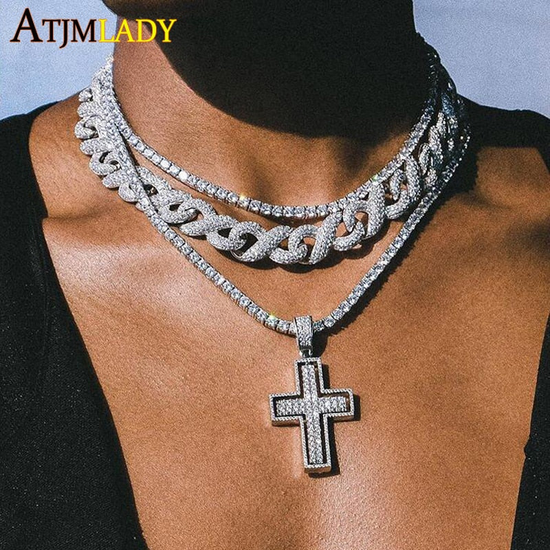 High Quality 15MM Iced Out Clear 5A Cubic Zirconia Infinity Cuban Link Chain Hip Hop Big Heavy Bling CZ Men Boy Cool Necklace - Bekro's ART