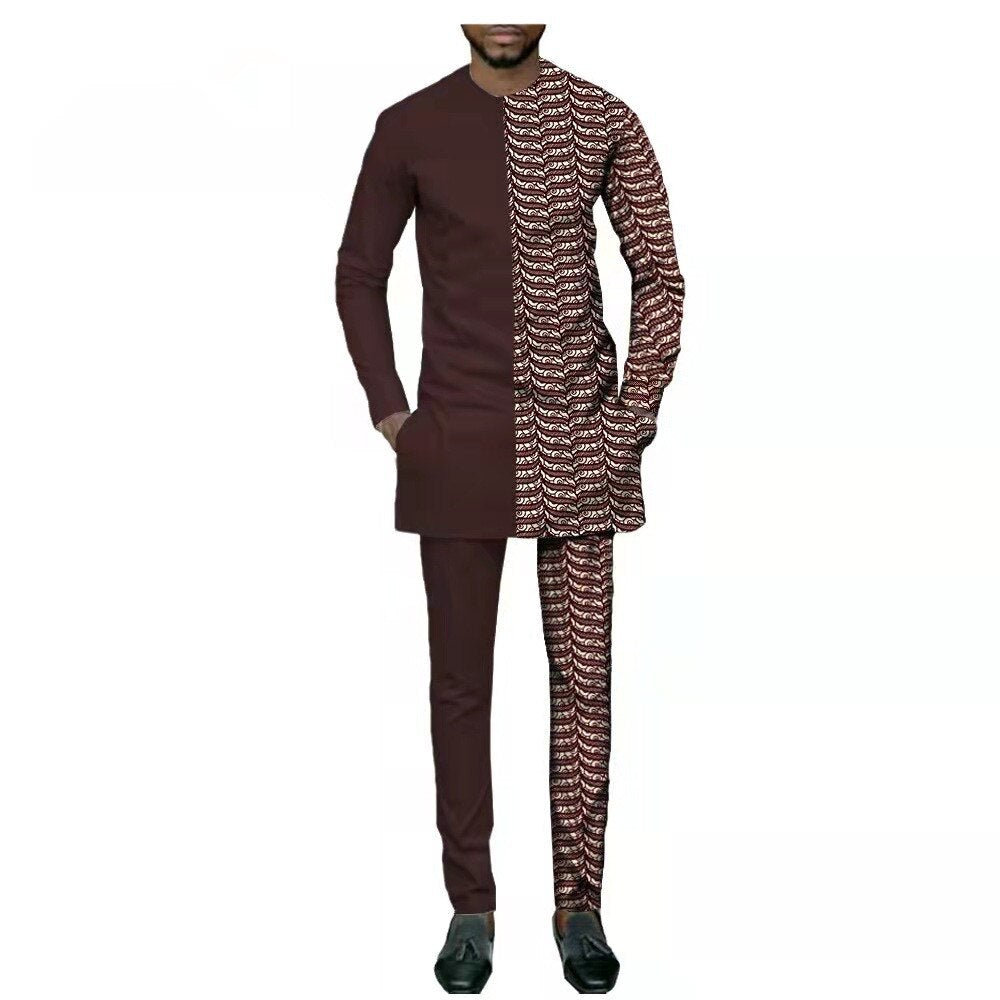 NewDashiki Men 2 Piece African Shirts and Ankara Pants Suits  Outwear Clothes Wear african clothes for men - Bekro's ART