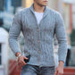 Men's Sweater Solid Color Single-breasted Twisted Texture Cardigan Lapel Slim Fit Buttoned V-Neck Sweater for Autumn Winter - Bekro's ART