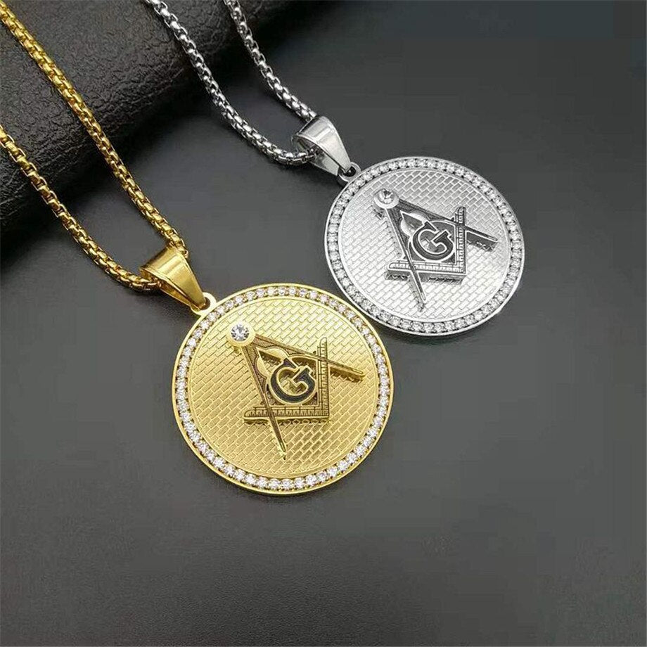 Hip Hop  Masonic Symbol Necklaces &amp; Pendants For Women/Men Gold Color Free-mason Fashion Jewelry - Bekro's ART