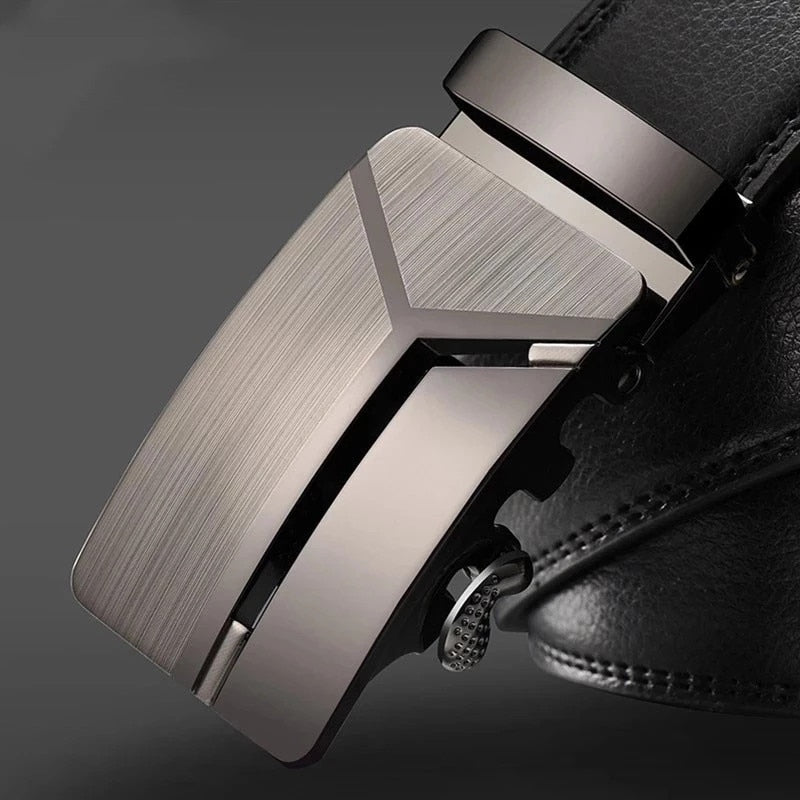 Men's Business Lengthened Belts Fashion Men casual Automatic Buckle Minimalist Design Leather Belt Coffee Belts - Bekro's ART