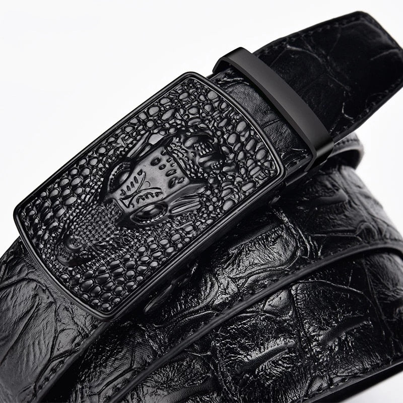 Men's belt leather automatic buckle business casual High-quality crocodile pattern leather belt with automatic buckle - Bekro's ART