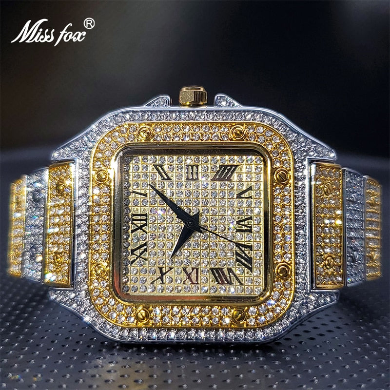 Ice Out Relogio Droshipping Luxury Full Diamond Quartz Watches For Men or Classic Stylish Trend  Waterproof Watch New - Bekro's ART