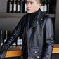 Mauroicardi Spring Short Cool Black Leather Biker Jacket Men Long Sleeve Zipper Waterproof Faux Leather Jackets for Men Style - Bekro's ART
