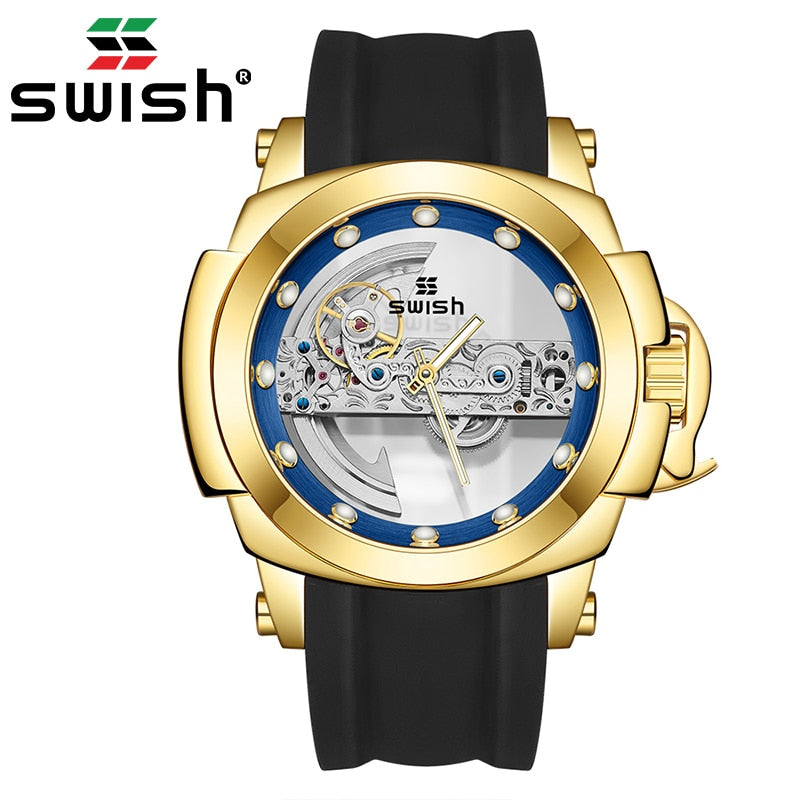 SWISH Mens Watch Automatic Mechanical Tourbillon Luxury Movement Skeleton Men Wirstwatch Waterproof Wrist Watch - Bekro's ART