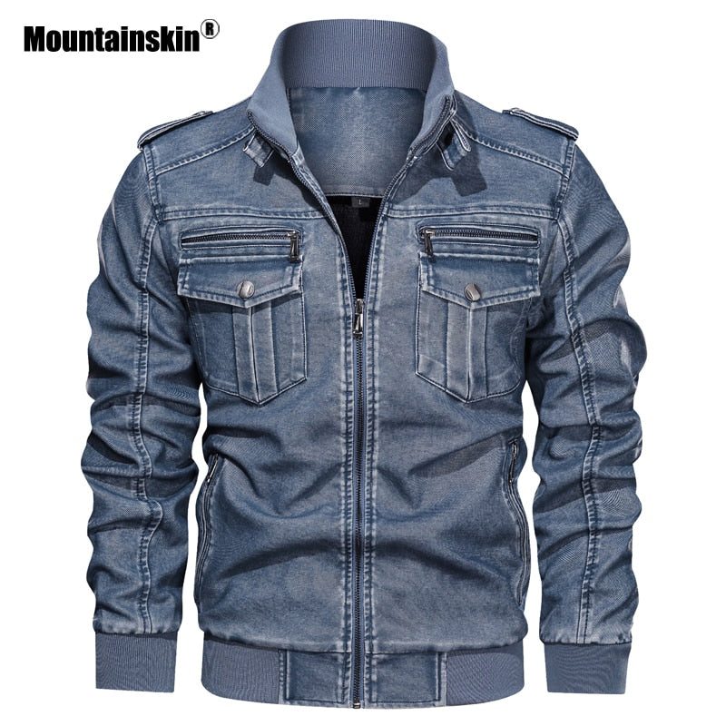 Mountainskin New Leather Jacket Men Winter Autumn Men's Motorcycle Jacket Windproof Outwear Male Brand Clothing - Bekro's ART