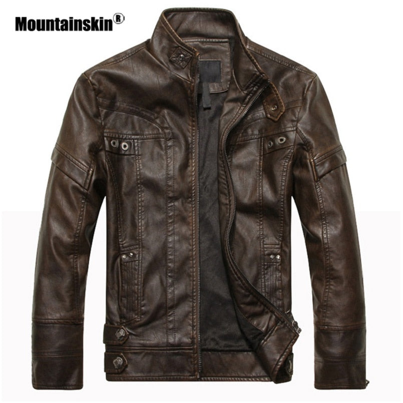 Mountainskin Men's Leather Jackets Motorcycle PU Jacket Male Autumn Casual Leather Coats Slim Fit Mens Brand Clothing SA588 - Bekro's ART