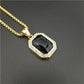 Iced Out Small Square Black Crystal Pendant Necklace For Men/Bling Rhinestone Hip hop Jewelry With Box Chain - Bekro's ART