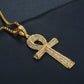 Men's Egyptian Ankh Cross Pendant With  Chain And Iced Out Bling Full Rhinestones Necklace Hip Hop Egypt Jewelry - Bekro's ART