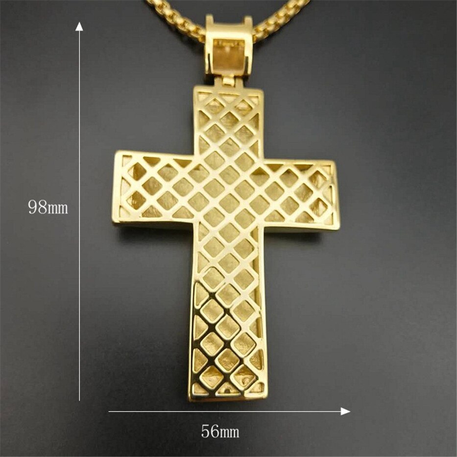 Hip Hop Iced Out Big Cross Pendant Necklace For Men Gold Color  Rhinestone Necklace Hiphop Christian Jewelry - Bekro's ART