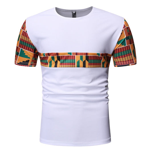 White Patchwork African Dashiki T Shirt Men  Summer New Short Sleeve African Clothes Streetwear Casual Camisetas Hombre - Bekro's ART