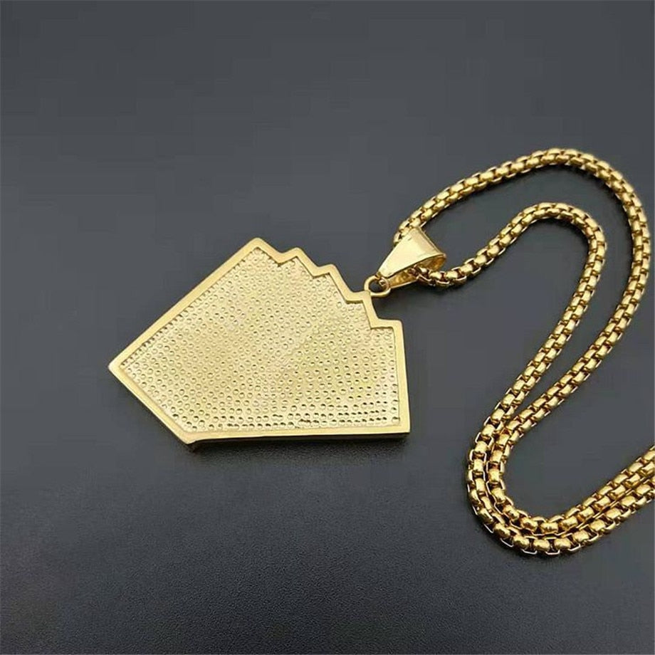 Hiphop Iced Out Playing Card Straight Flush Pendant With  Chain Poker Necklace Golden Jewelry - Bekro's ART