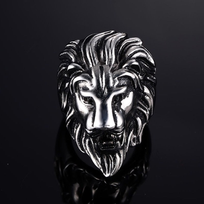 BINQINGZI 316L  Punk Ring Titanium Lion Head Ring Men US Rings For Women Animal Jewelry  BR1105 - Bekro's ART
