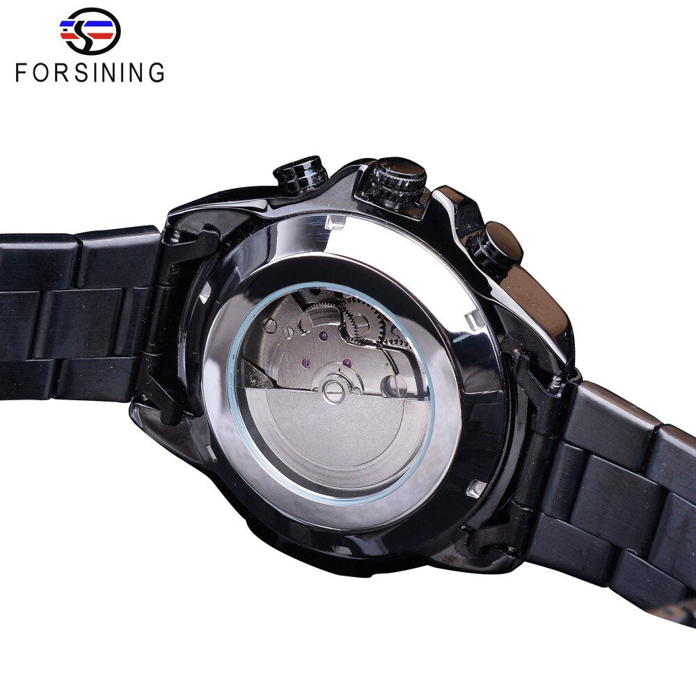 Forsining Three Dial Calendar  Men Mechanical Automatic Wrist Watches Top Brand Luxury Military Sport Male Clock - Bekro's ART