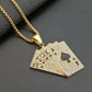Hiphop Iced Out Playing Card Straight Flush Pendant With  Chain Poker Necklace Golden Jewelry - Bekro's ART