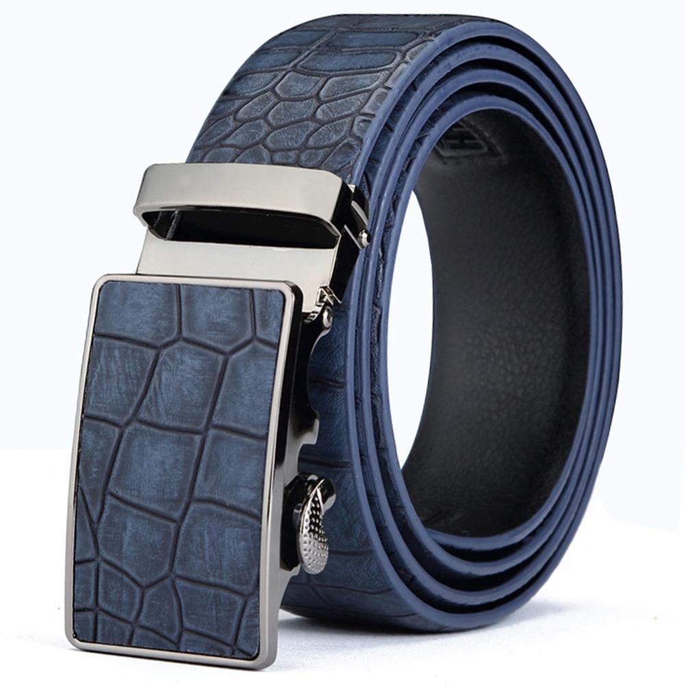 CUKUP Men's Leather Cover Automatic Buckle Metal Belts Quality  Stripes Blue Cow Skin Accessories Belt for Men NCK133 - Bekro's ART