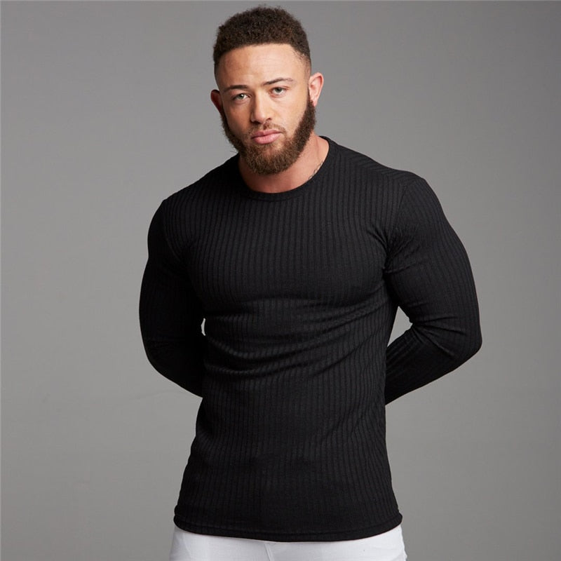 Muscleguys Autumn Fashion Thin Sweaters Men Long Sleeve Pullovers Man O-Neck Solid Slim Fit Sweaters Knitting Tops pull homme - Bekro's ART