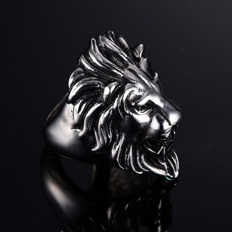 BINQINGZI 316L  Punk Ring Titanium Lion Head Ring Men US Rings For Women Animal Jewelry  BR1105 - Bekro's ART
