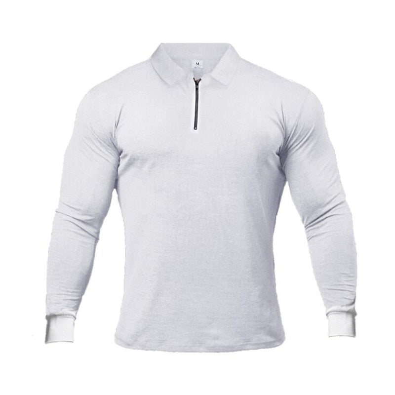 Brand Polo-Shirts Long Sleeve Male Cotton Solid Fitness Mens Slim Fit Fashion Autumn Breathable Polo Shirt - Bekro's ART