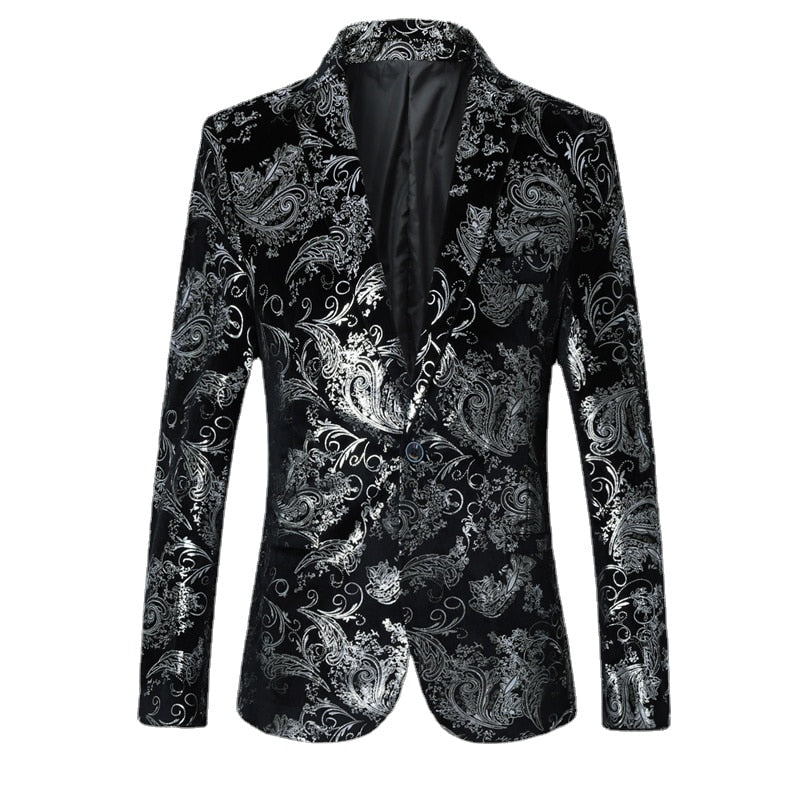 New Brand clothing Gold Susiness Blazer Trend Male Slim Suit Jacket Nightclub Hosted Party Dress Men's Leisure suit - Bekro's ART