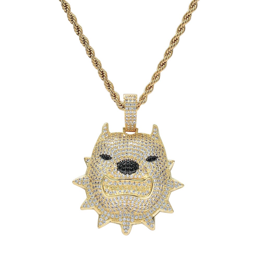 Dog Iced Out Pendants Necklace Bling Zirconia HIP HOP Necklaces For Men Jewelry Gifts Free Shipping - Bekro's ART