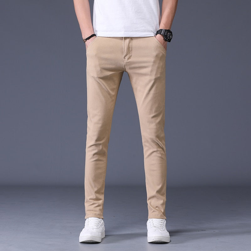 Classic Men's Khaki Casual Pants  New Business Fashion Slim Fit Cotton Stretch Trousers Male Brand Clothing - Bekro's ART
