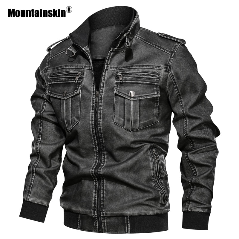 Mountainskin New Leather Jacket Men Winter Autumn Men's Motorcycle Jacket Windproof Outwear Male Brand Clothing - Bekro's ART
