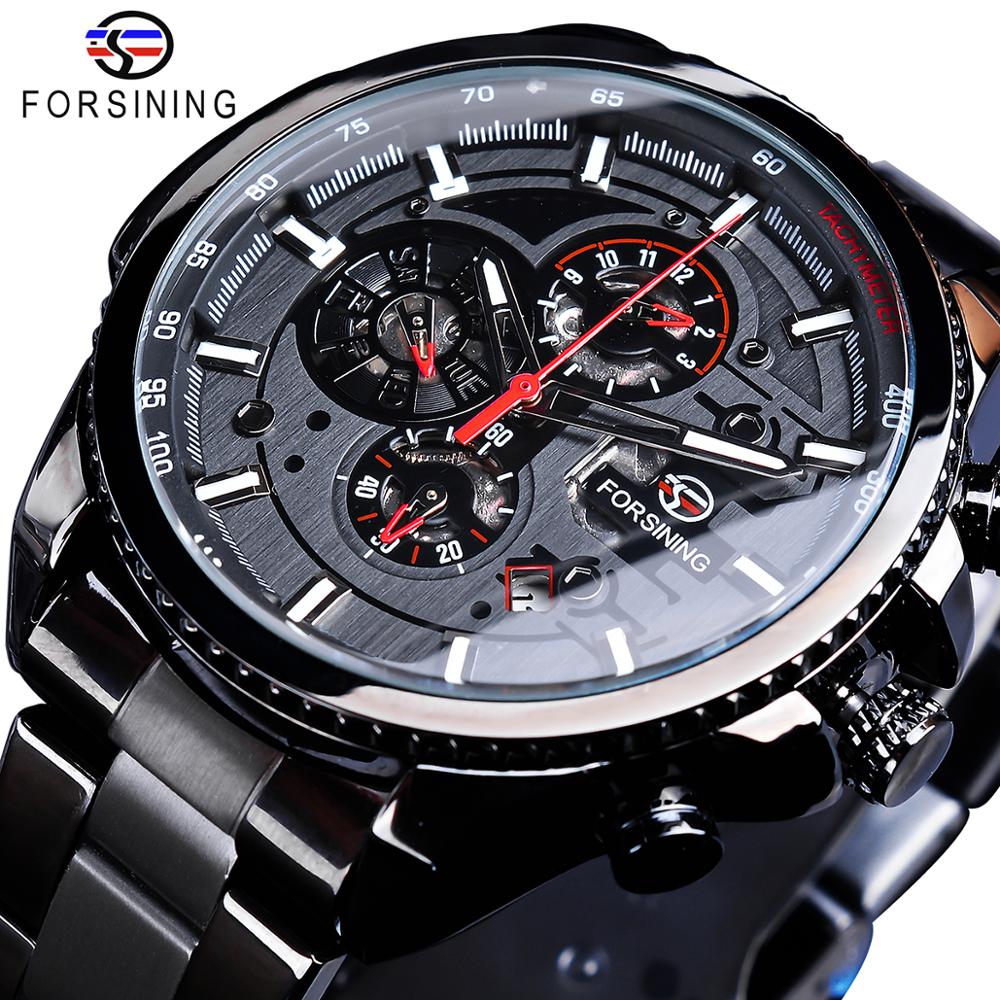 Forsining Three Dial Calendar  Men Mechanical Automatic Wrist Watches Top Brand Luxury Military Sport Male Clock - Bekro's ART