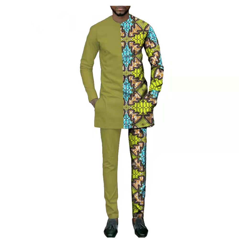 NewDashiki Men 2 Piece African Shirts and Ankara Pants Suits  Outwear Clothes Wear african clothes for men - Bekro's ART