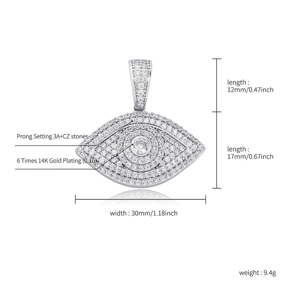 TOPGRILLZ Evil Eye Pendant Necklace Iced Out Micro Pave Cubic Zirconia Pendant Hip Hop Rock Fashion Jewelry For Gift Men Women - Bekro's ART