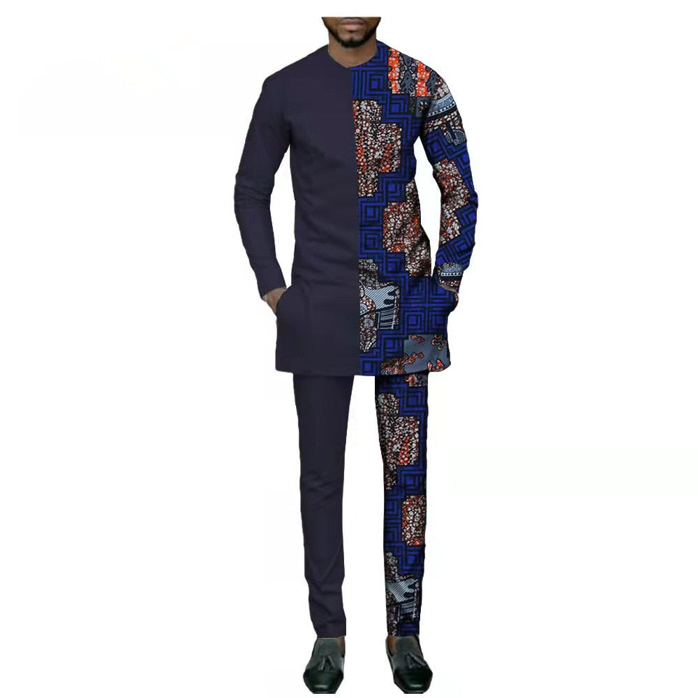 NewDashiki Men 2 Piece African Shirts and Ankara Pants Suits  Outwear Clothes Wear african clothes for men - Bekro's ART