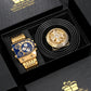 Fashion Men Wrist Watch Multiple Time Zone Luxury Gold  Big Dial Quartz Watches Auto-rotating Waistband Gift Set - Bekro's ART