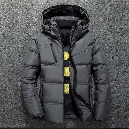 New White Duck Down Jacket Men Winter Warm Solid Color Hooded Down Coats Thick Duck Parka Mens Down Jackets Winter Outdoor Coat - Bekro's ART