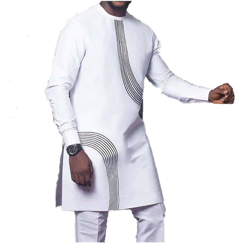 African Clothes for Men  New African Men Fashion Summer Dashiki Traditional Long Sleeve White Shirts African Clothing - Bekro's ART