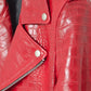 Mauroicardi Spring Red  Pattern Faux Leather Biker Jacket Long Sleeve Zipper Designer Men Clothing - Bekro's ART