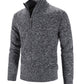 Men's Half Zip Mock Neck Knitted Pullover Sweater Solid Color Stand Collar Casual Cashmere Sweater - Bekro's ART