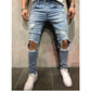 Men's Jeans Vintage Skinny Knee Destroyed Ripped Jeans streetwear Slim fit Pants Homme beggar Hole Hip Hop denim trousers Men - Bekro's ART