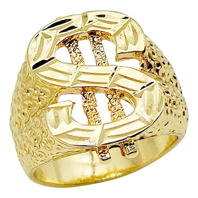 Classic US Dollar Sign Ring Street Style Gold Color Hip Hop Ring For DJ Rappers Men Personality US Dollar Signets Rings Jewelry - Bekro's ART