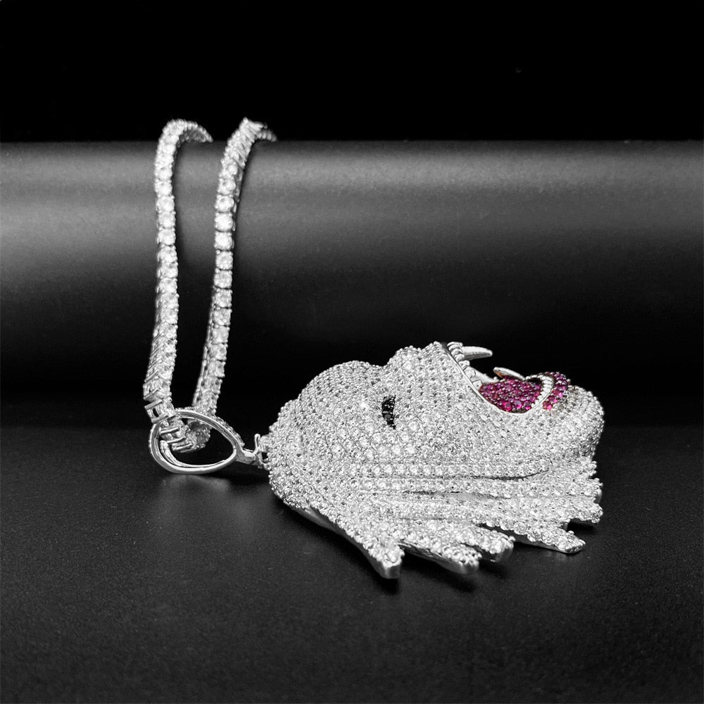 AZ Hip Hop Iced Out Clown Pendants Necklace Paved Bling Square Cubic Zircon Stone For Men Jewelry Free Shipping - Bekro's ART
