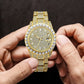 MISSFOX Men's Watches 18K Gold Full Diamond Luxury Quartz Watch For Man Waterproof Hip Hop Wristwatch Party Jewelly - Bekro's ART