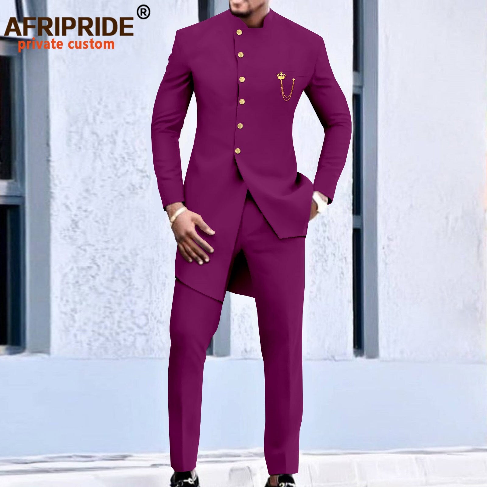 African Suit for Men Single Breasted Slim Fit Jackets and Trousers 2 Piece Set Slim Fit Business Suit Wedding Evening - Bekro's ART