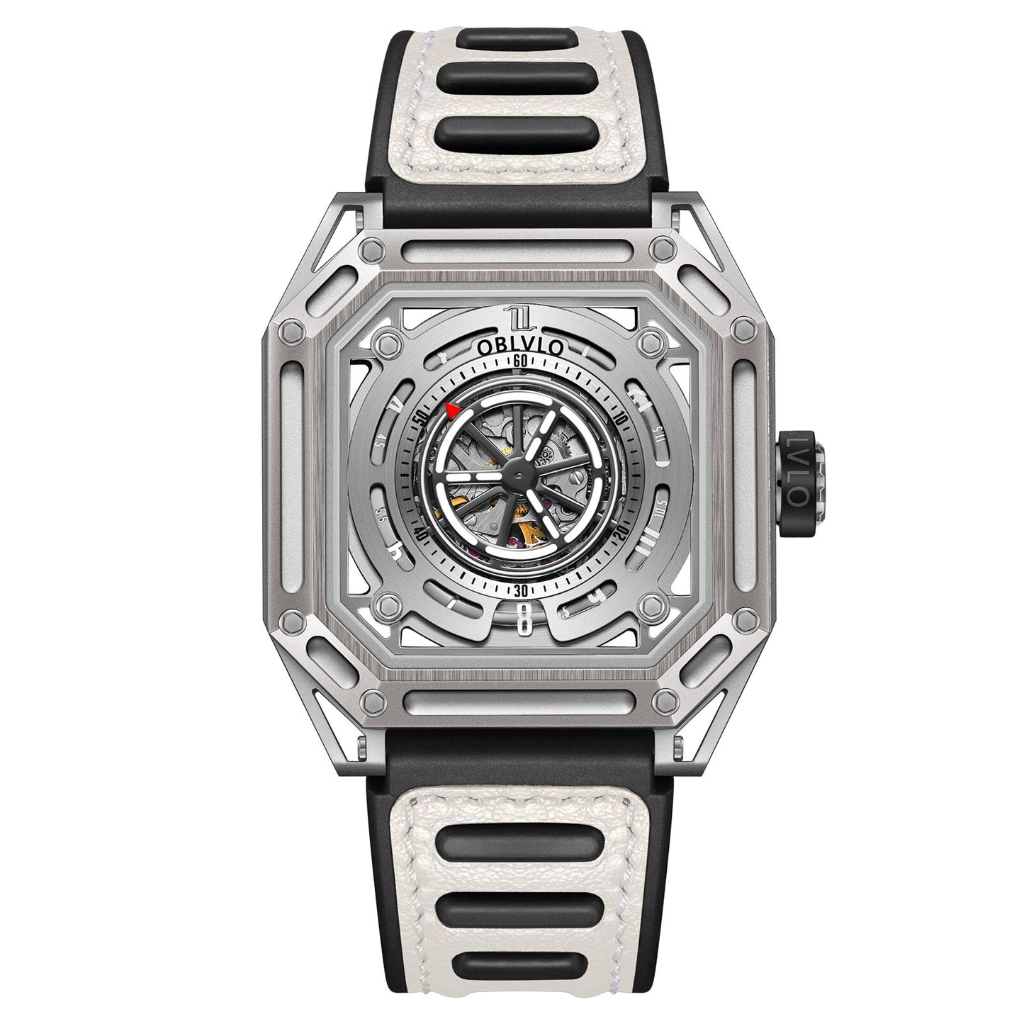 OBLVLO Luxury Brand Sport Watch For Men Mechanical Creative Automatic Watch Steel Waterproof Square Cool Luminous Rubber Watch - Bekro's ART