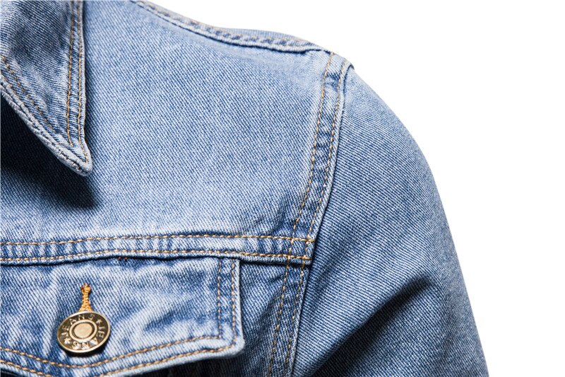 New  Cotton Denim Jacket Men Casual Solid Color Lapel Single Breasted Jeans Jacket Men Autumn Slim Fit Quality Mens Jackets - Bekro's ART