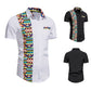 Men's African Print Stitching Design Short Sleeve Button Shirt Traditional Shirt - Bekro's ART