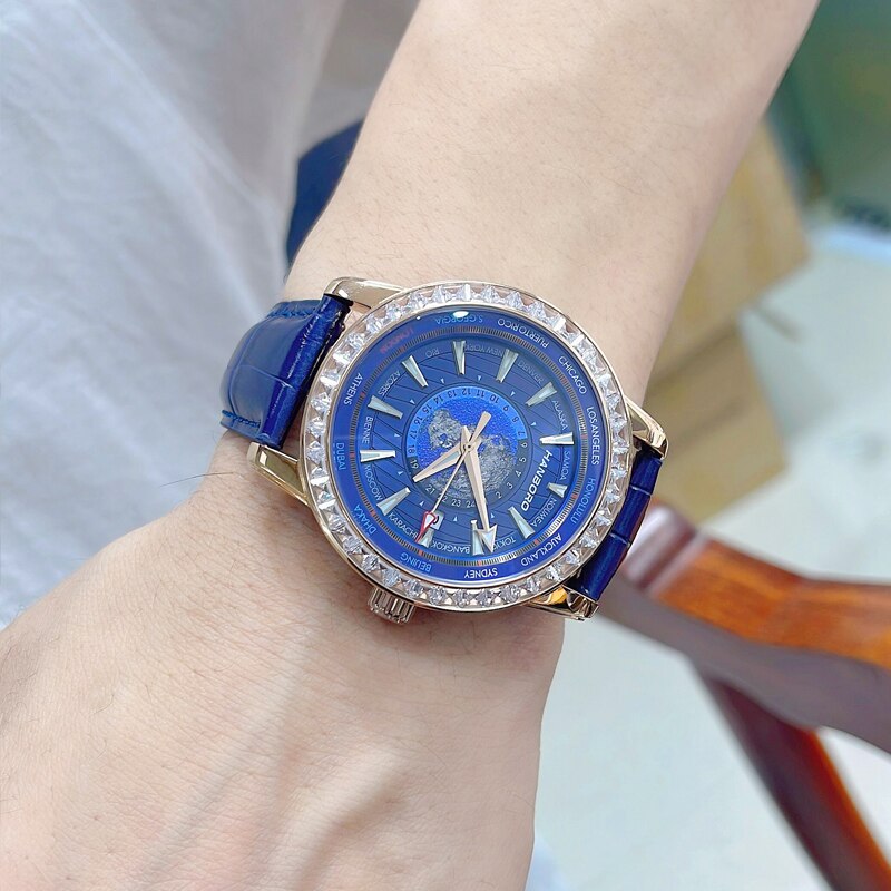 HANBORO new design Mens Automatic watch top brand luxury Man Watches luminous Business mechanical watch Leather strap Wristwatch - Bekro's ART