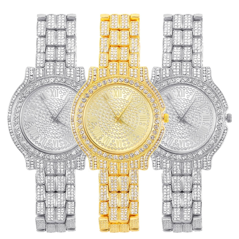 Popular Iced Out Watch Men Luxury Full Diamond Watches CZ Quartz Men's Watch Waterproof Hip Hop Male Clock Gift Jewelry - Bekro's ART