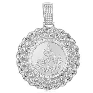 Religion Moissanite Allah Round Pendants Necklace For Men Jewelry 925 Sterling Silver Catholic Party Hip Hop Fine Jewelry - Bekro's ART