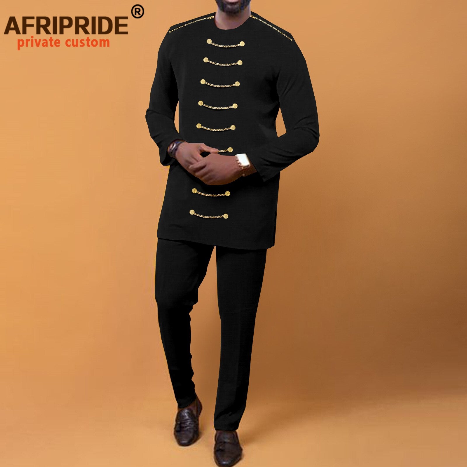 African Men Clothing Zip Blazer and Ankara Pants 2 Piece Set Dashiki Attire Outfits with Chain Bazin Riche A2216033 - Bekro's ART